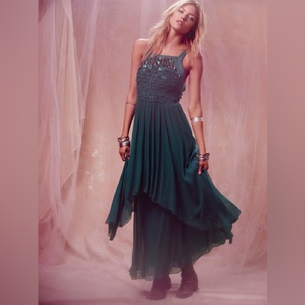 NWT Nordic Lights Maxi | Free People Emerald Green Maxi Dress Size 6